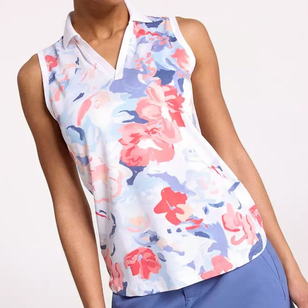 Women's Walter Hagen Performance 11 Sleeveless Johnny Golf Polo - Floral - XXL